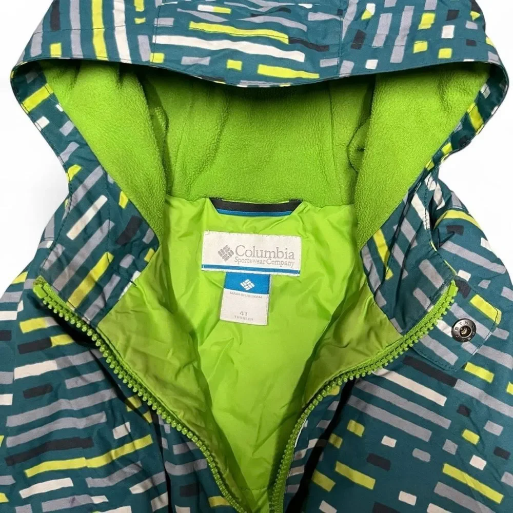 Columbia Boys Hooded Lightweight Jacket - Blue and Lime Size 4T